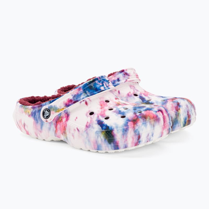 Жіночі шльопанці Crocs Classic на підкладці Tie Dye Clog бордо/мульти 5