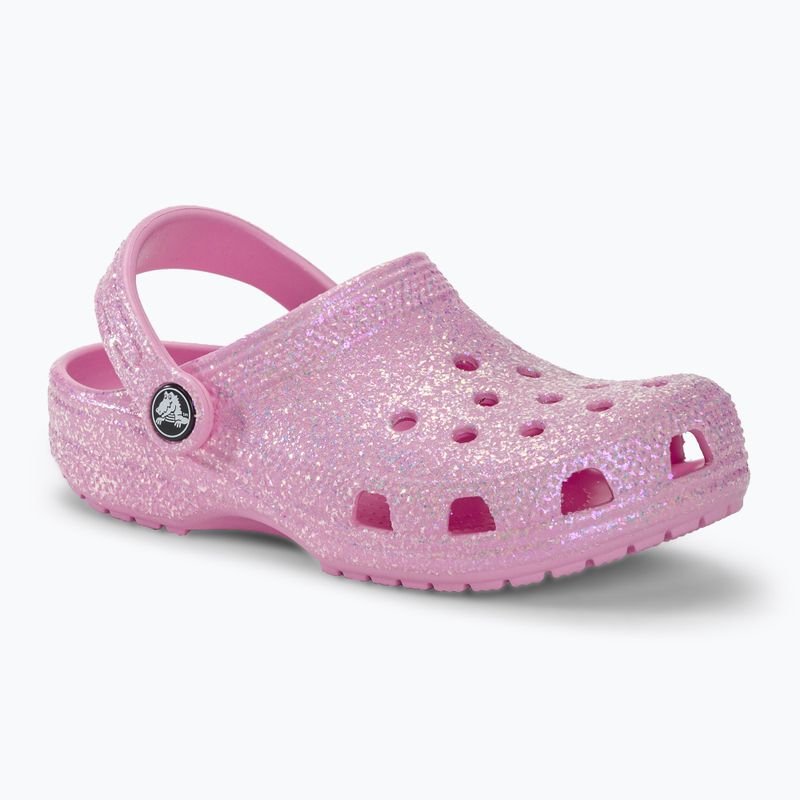 Дитячі шльопанці Crocs Classic Glitter Clog фламінго 2