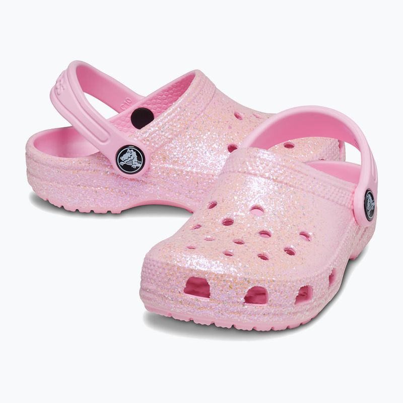 Дитячі шльопанці Crocs Classic Glitter Clog T flamingo 11