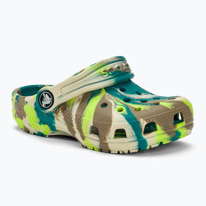 Дитячі шльопанці Crocs Classic Marbled Clog T limeade/multi