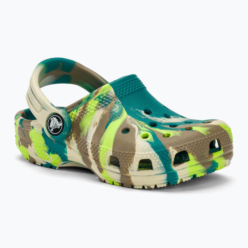 Дитячі шльопанці Crocs Classic Marbled Clog T limeade/multi 2