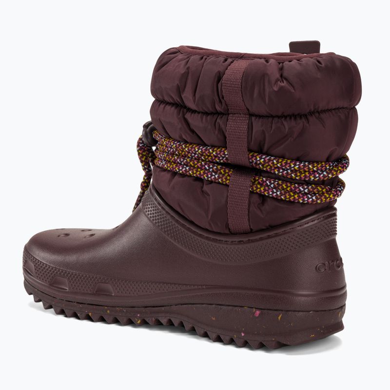 Жіночі снігоступи Crocs Classic Neo Puff Luxe темно-вишневого кольору 3