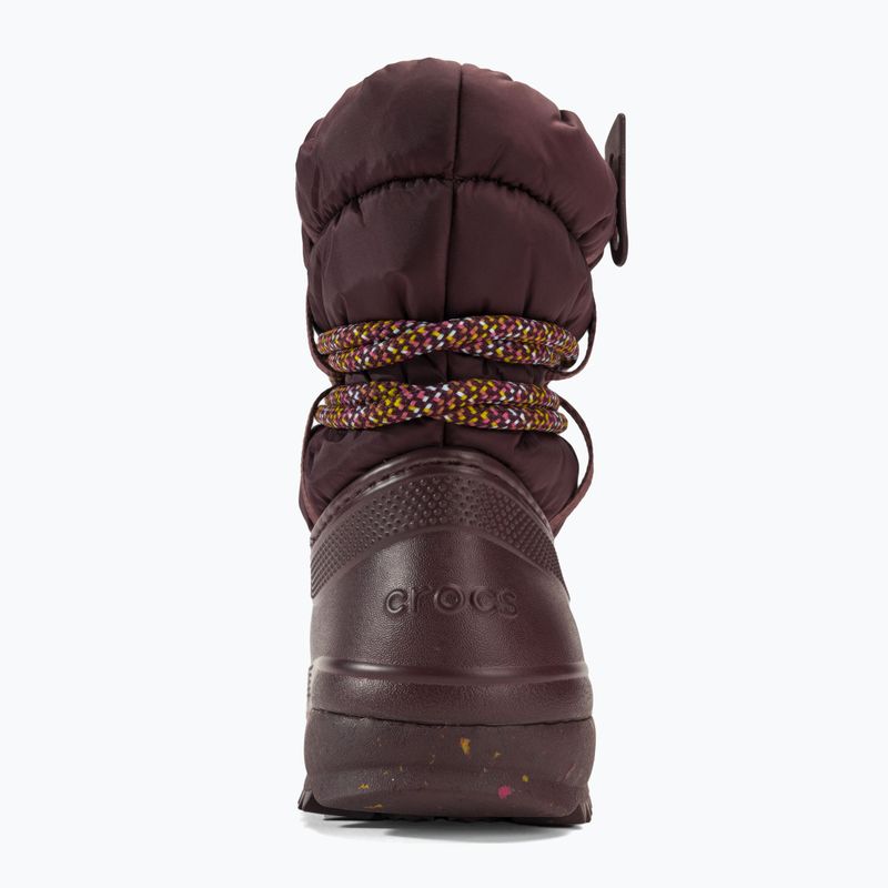 Жіночі снігоступи Crocs Classic Neo Puff Luxe темно-вишневого кольору 6