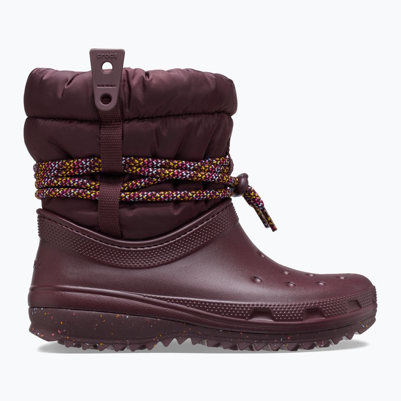 Жіночі снігоступи Crocs Classic Neo Puff Luxe темно-вишневого кольору 9