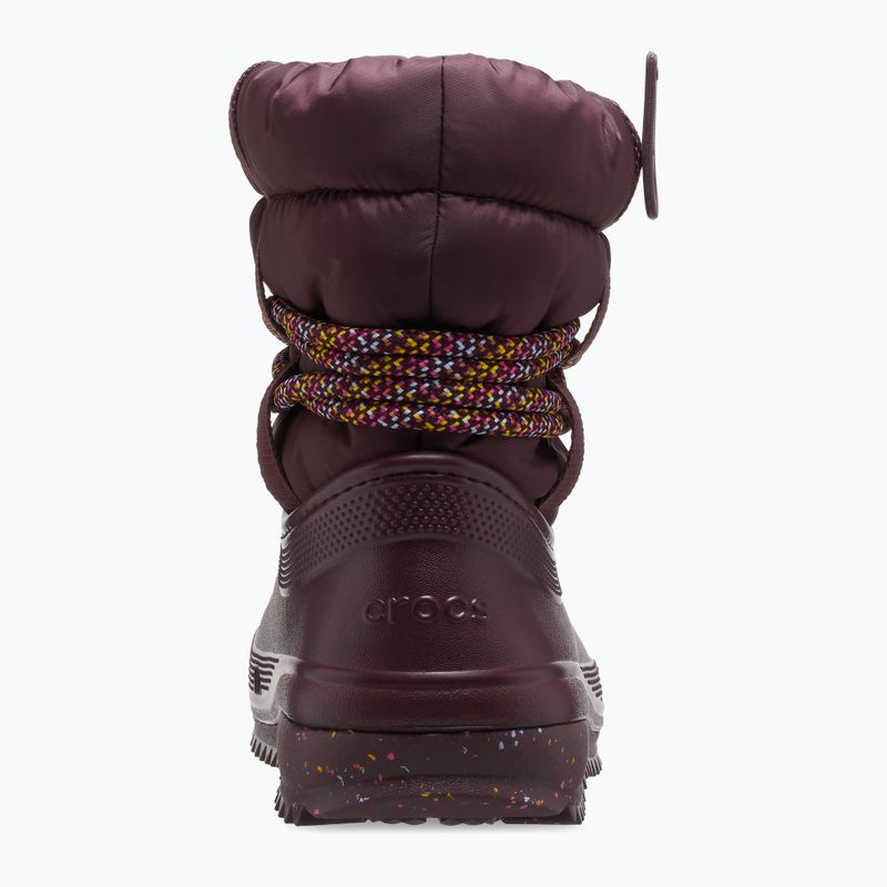 Жіночі снігоступи Crocs Classic Neo Puff Luxe темно-вишневого кольору 10