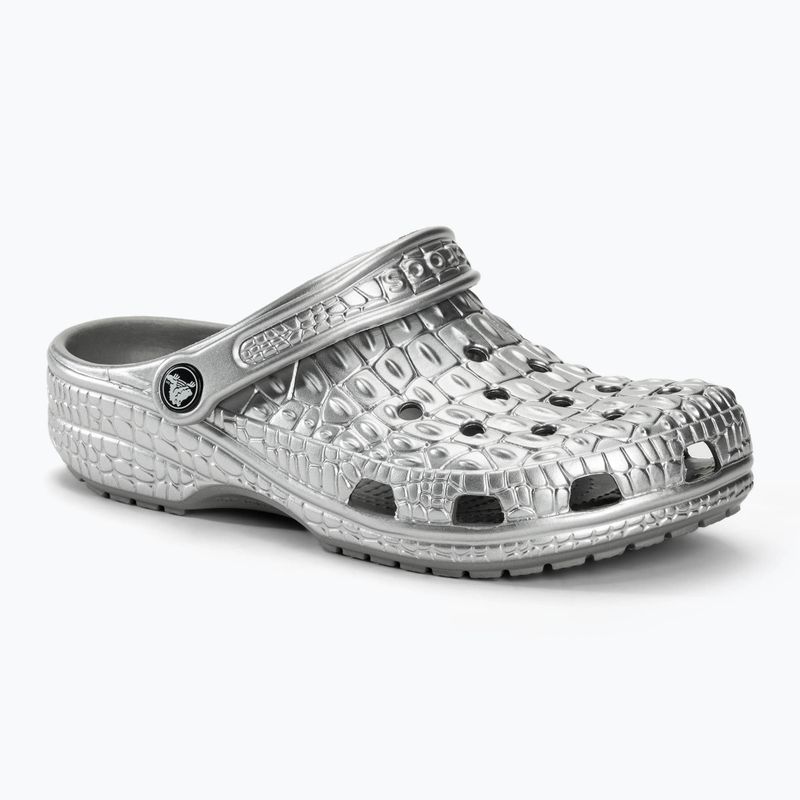 Шльопанці Crocs Classic Metallic Crocskin сріблясті