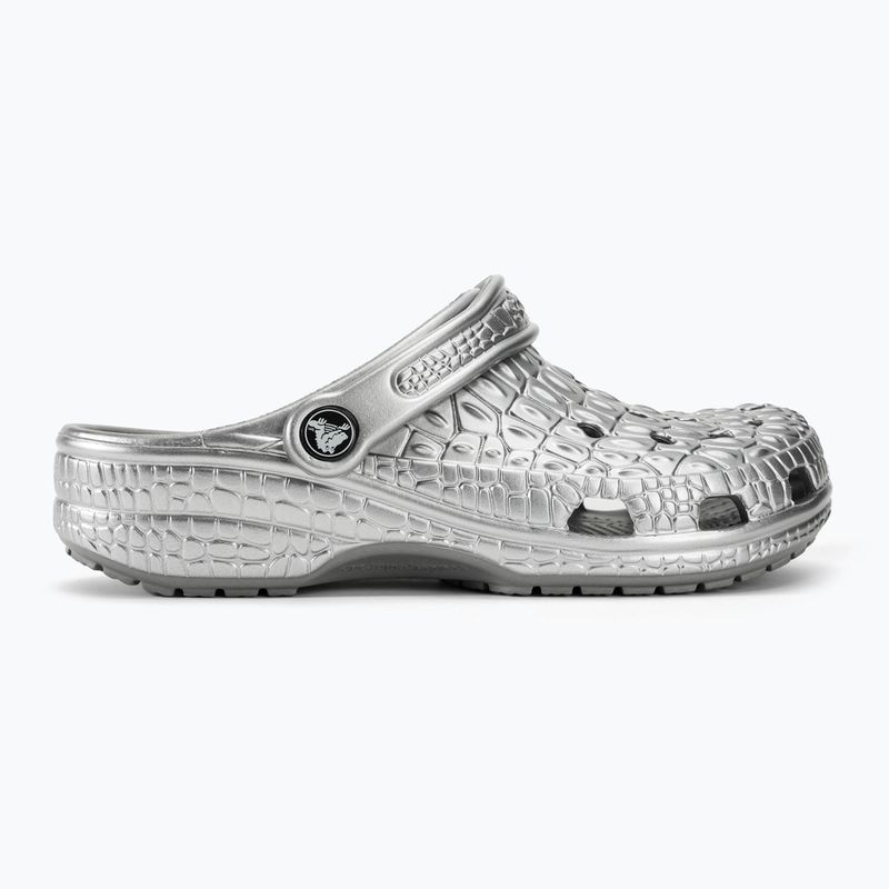 Шльопанці Crocs Classic Metallic Crocskin сріблясті 3