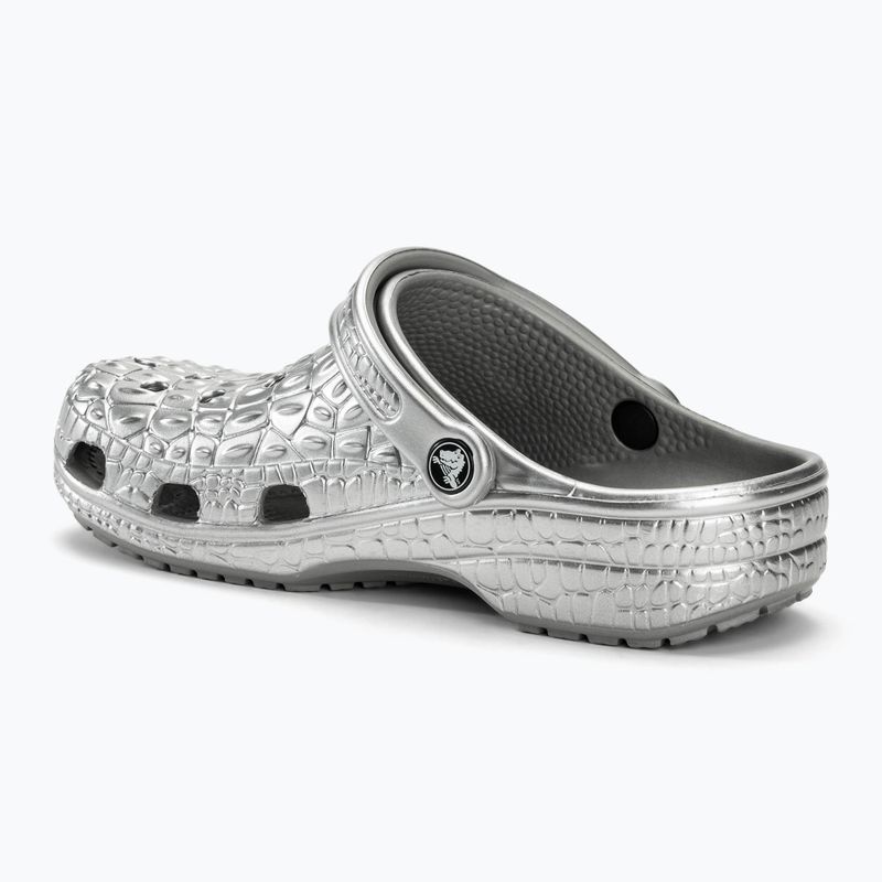 Шльопанці Crocs Classic Metallic Crocskin сріблясті 4