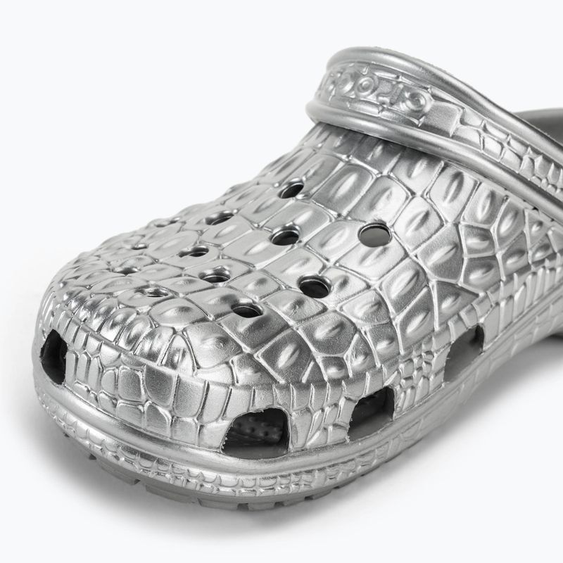 Шльопанці Crocs Classic Metallic Crocskin сріблясті 8
