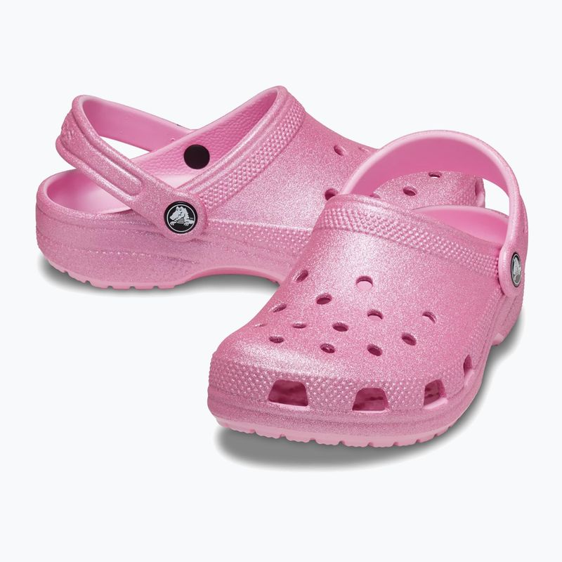 Crocs Classic Glitter Clog Дитячі шльопанці рожеві твідові з блискітками 6