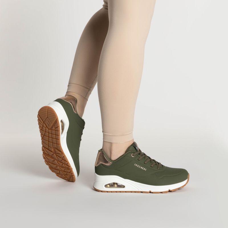 Черевики жіночі SKECHERS Uno Shimmer Away olive/rose gold/mesh 2