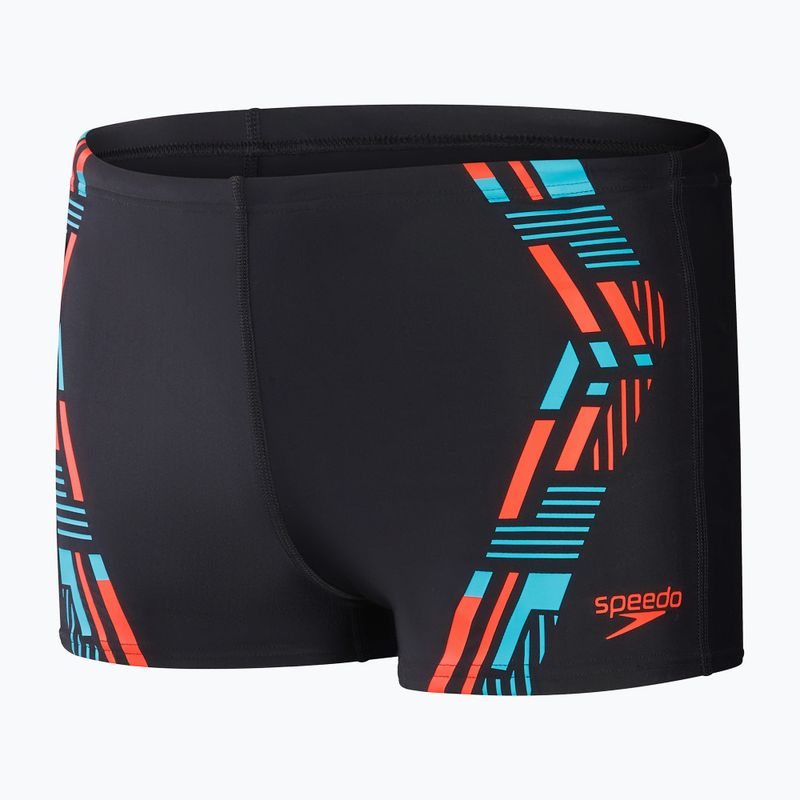 Чоловічі шорти для плавання Speedo Tech Print чорні/помаранчеві 10