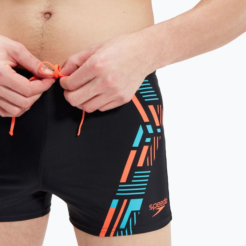 Чоловічі шорти для плавання Speedo Tech Print чорні/помаранчеві 8