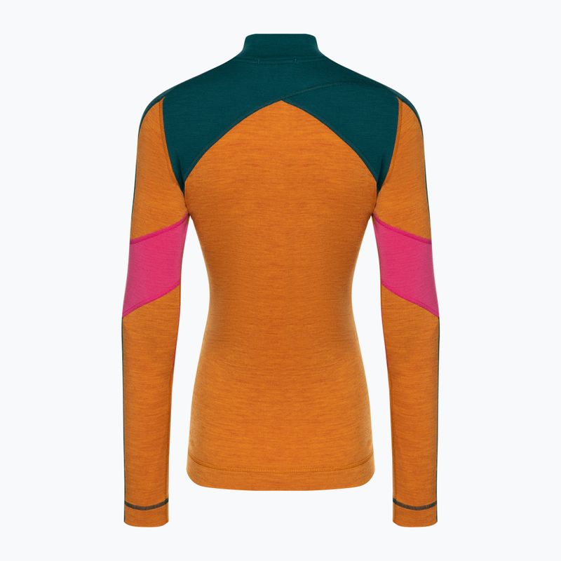 Лонгслів термічний жіночий Smartwool Merino Baselayer Colorblock 1/4 Zip Boxed marmalade 4