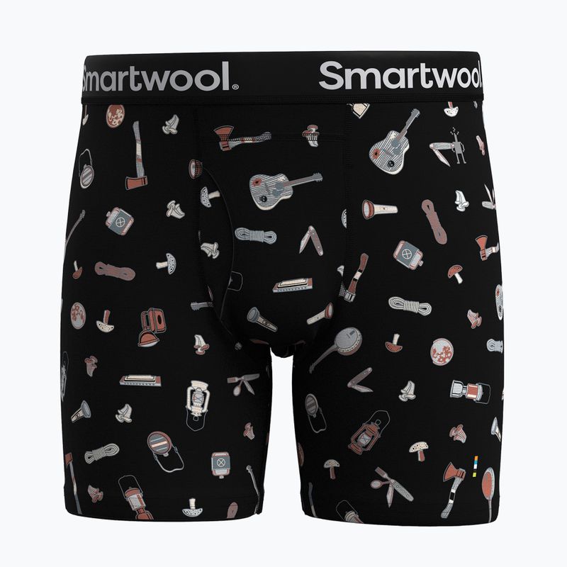 Боксерки термічні чоловічі Smartwool Merino Print Boxer Brief black gone camping 6