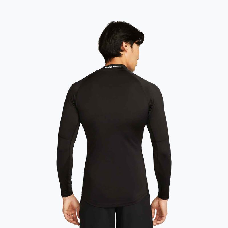 Лонгслів для тренувань чоловічий Nike Pro Dri-Fit Mock-Neck black/white 3