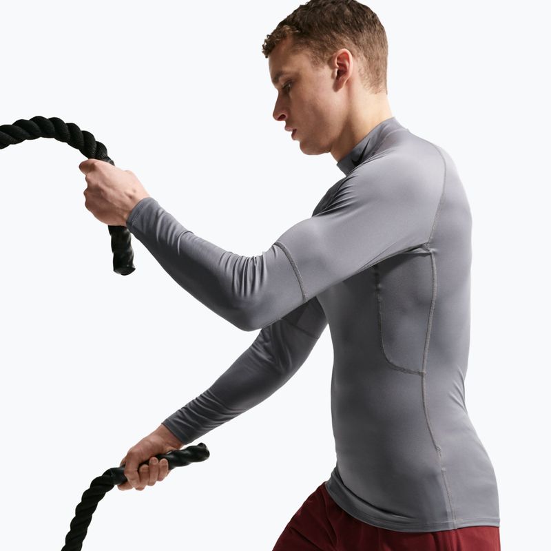 Лонгслів для тренувань чоловічий Nike Pro Dri-Fit Mock-Neck smoke grey/black 5