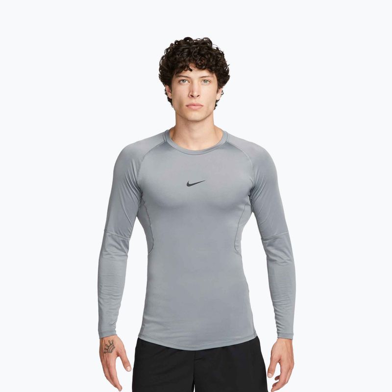 Longsleeve treningowy męski Nike Pro Dri-Fit Tight Fitness smoke grey/black