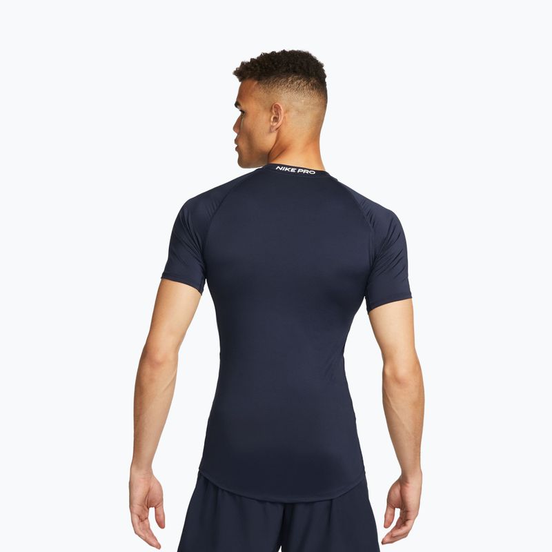 Футболка для тренувань чоловіча Nike Pro Dri-Fit Tight SS Fitness obsidian/white 3