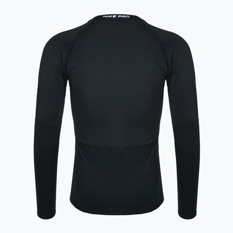 Чоловічий тренувальний лонгслів Nike Pro Warm LS чорний/білий 2