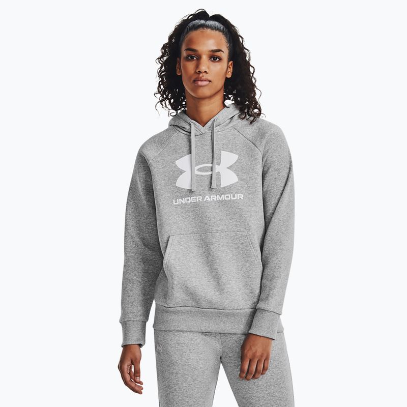 Кофта жіноча Under Armour Rival Fleece Big Logo Hoody mod gray light heather/white