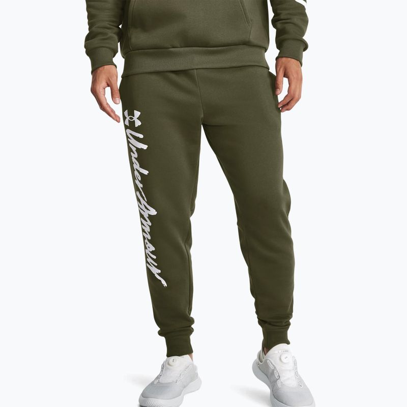 Штани тренувальні чоловічі Under Armour Rival Fleece Graphic Joggers marine od green/white