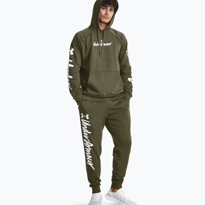 Штани тренувальні чоловічі Under Armour Rival Fleece Graphic Joggers marine od green/white 2