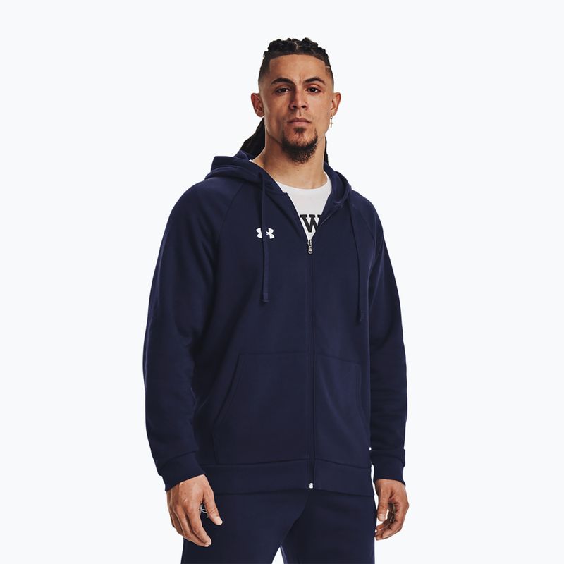 Чоловічий тренувальний світшот Under Armour Rival Fleece FZ темно-синій/білий