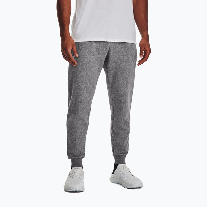 Штани тренувальні чоловічі Under Armour Rival Fleece Joggers castlerock light heather/white