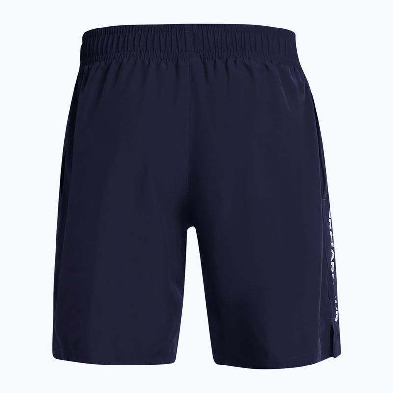 Шорти для тренувань чоловічі Under Armour Tech Woven Wordmark midnight navy/white 2