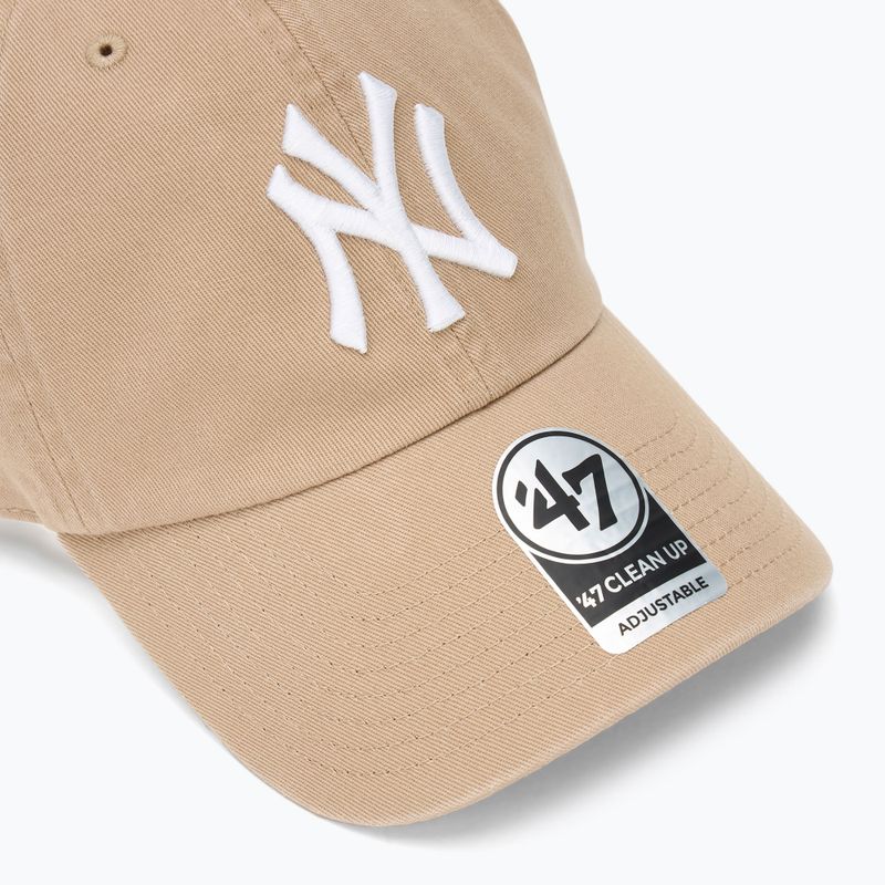 Кепка 47 Brand MLB New York Yankees CLEAN UP W/No Loop Label khaki 3