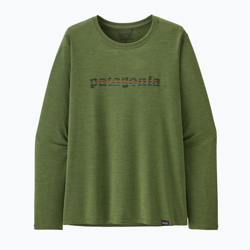 Кофта жіноча Patagonia Cap Cool Daily Graphic Shirt 73 text logo/terrain green x-dye 3
