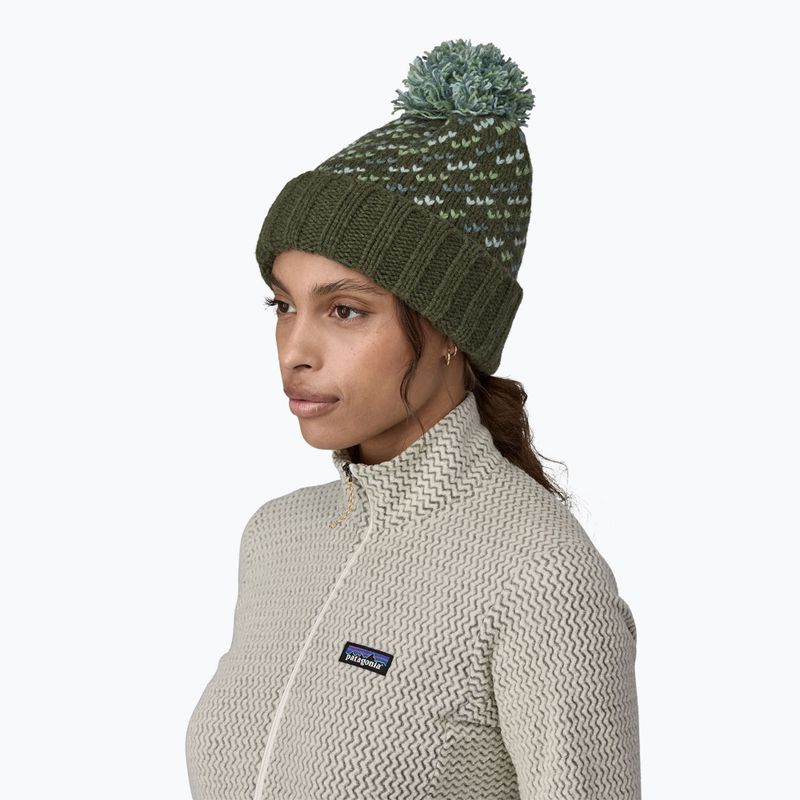 Шапка зимова Patagonia Snowbelle fisherman stitch/pine needle green 2