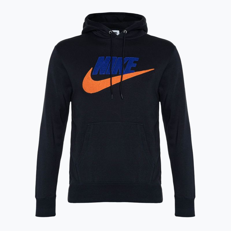 Кофта чоловіча Nike Club Fleece Hoodie black/safety orange