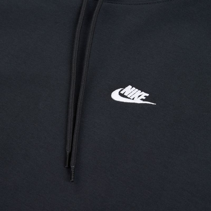 Кофта чоловіча Nike Club French Terry Pullover Hoodie black/black/white 10