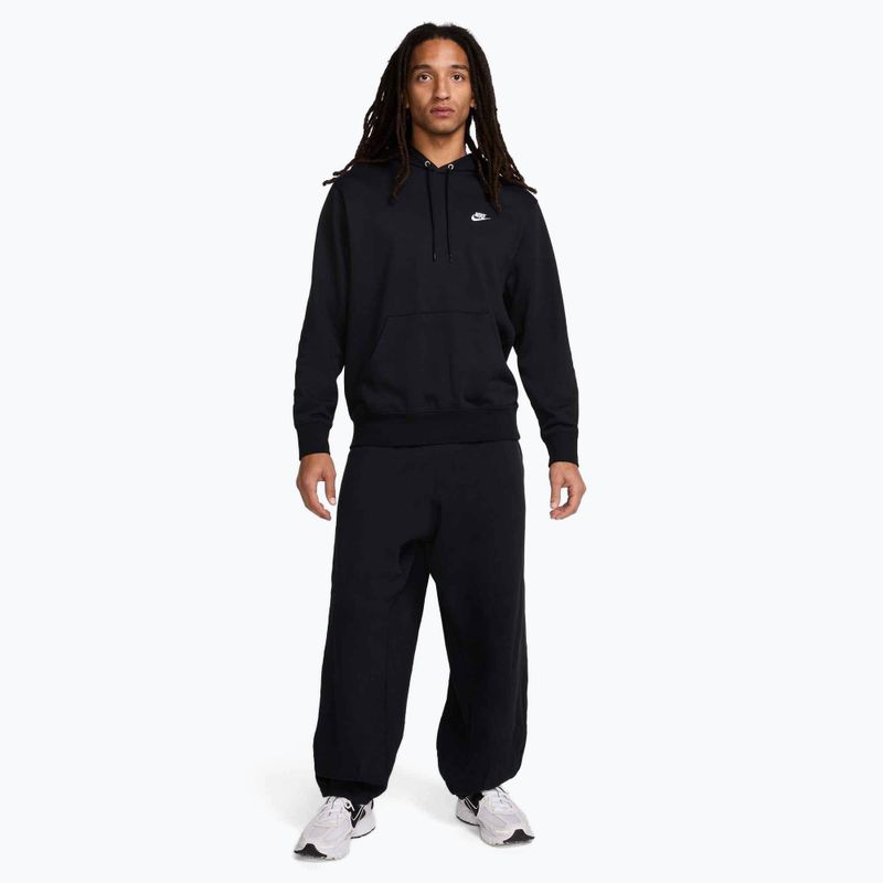 Кофта чоловіча Nike Club French Terry Pullover Hoodie black/black/white 2