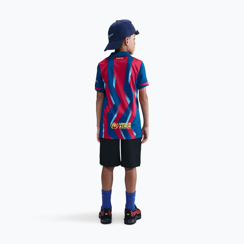 Футболка футбольна дитяча Nike FC Barcelona 2025/26 Stadium Fourth gym blue/gym blue/salsa red/opti yellow 3