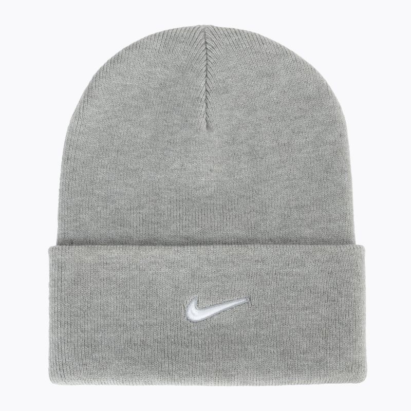 Шапка зимова Nike Peak Swoosh Beanie dark grey heather/white