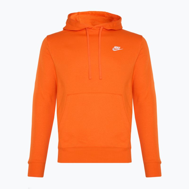 Кофта чоловіча Nike Sportswear Club Fleece Hoodie safety orange/ safety orange/ white