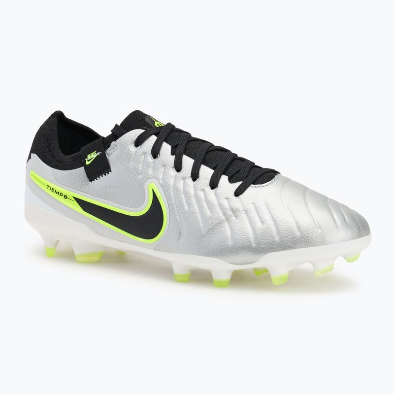 Кросівки футбольні чоловічі Nike Tiempo Legend 10 Pro FG metallic silver/volt/black