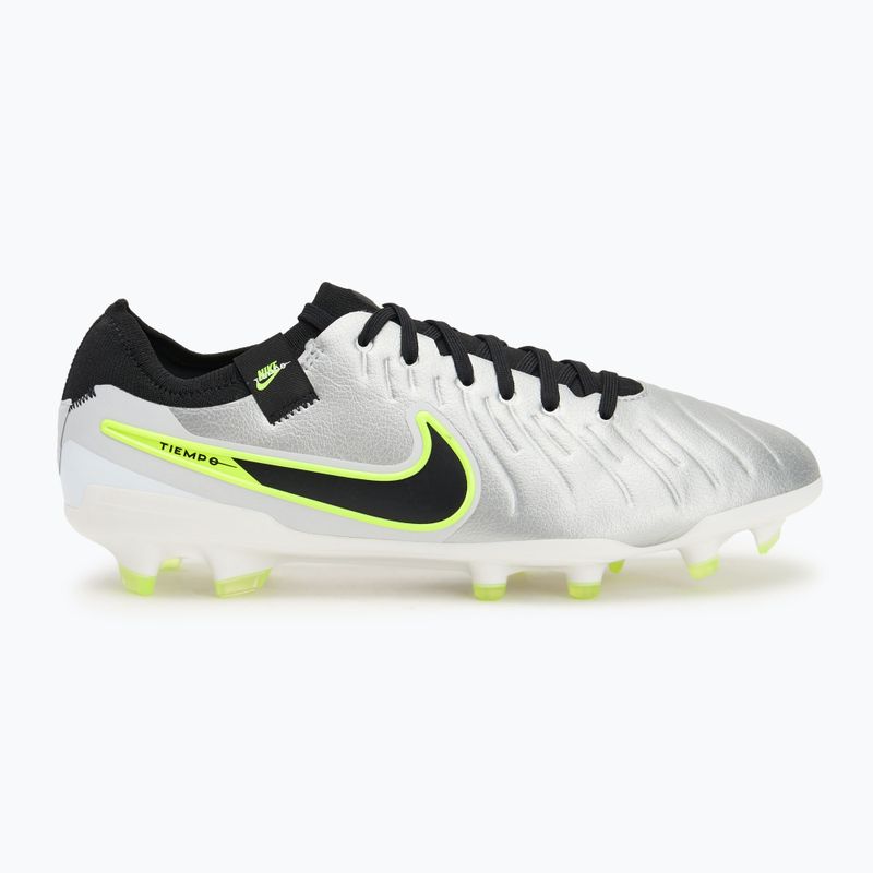 Кросівки футбольні чоловічі Nike Tiempo Legend 10 Pro FG metallic silver/volt/black 2