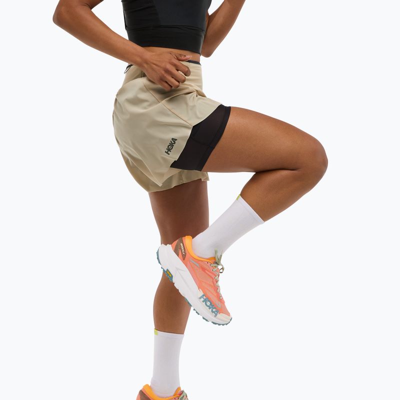 Шорти для бігу жіночі HOKA Skyglide oatmeal 4