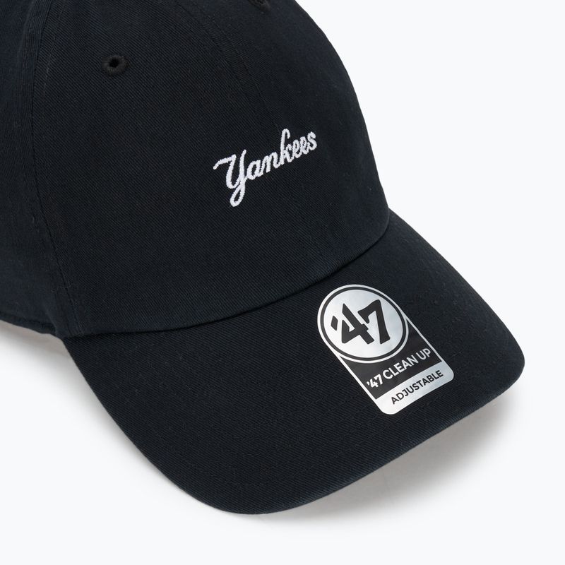 Кепка 47 Brand MLB New York Yankees Base Runner Script CLEAN UP black 3