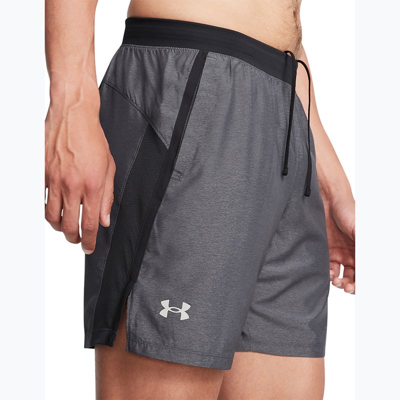 Чоловічі бігові шорти Under Armour Launch 7" Heather black / чорний / світловідбиваючі 4