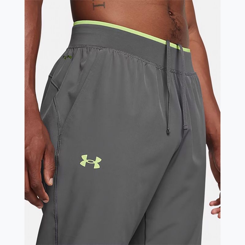 Чоловічі бігові штани Under Armour Storm Run castlerock / morhp green / світловідбиваючі 5