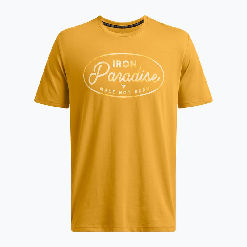 Футболка для тренувань чоловіча Under Armour Project Rock Made Not Born golden yellow/steeltown gold