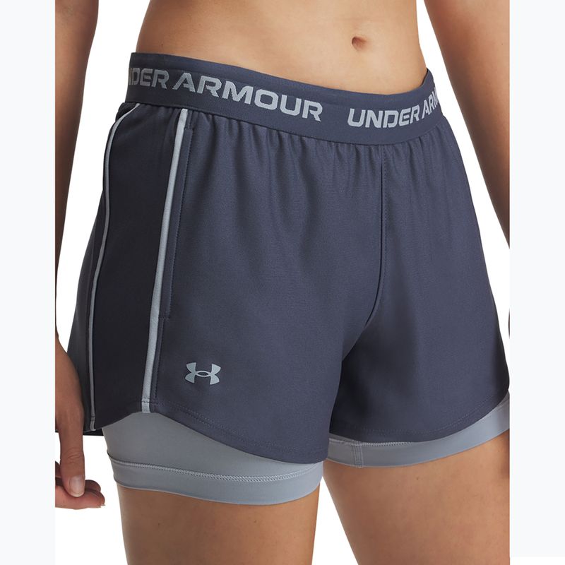 Шорти для тренувань жіночі Under Armour Tech Play Up 2in1 downpour gray / harbor blue / harbor blue 4