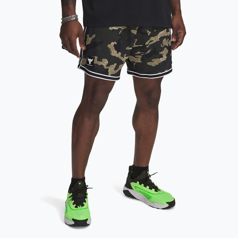 Шорти чоловічі Under Armour Project Rock Mesh baroque green / white