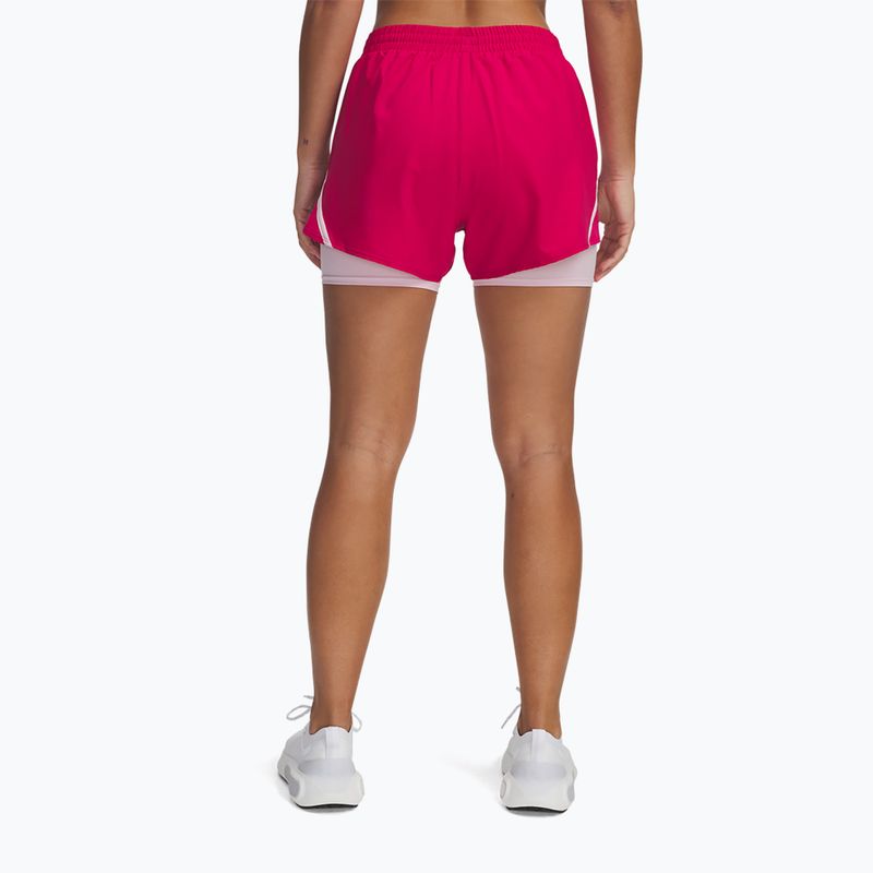 Шорти для бігу жіночі Under Armour Fly By 2in1 shaded fuchsia / prime pink / reflective 3