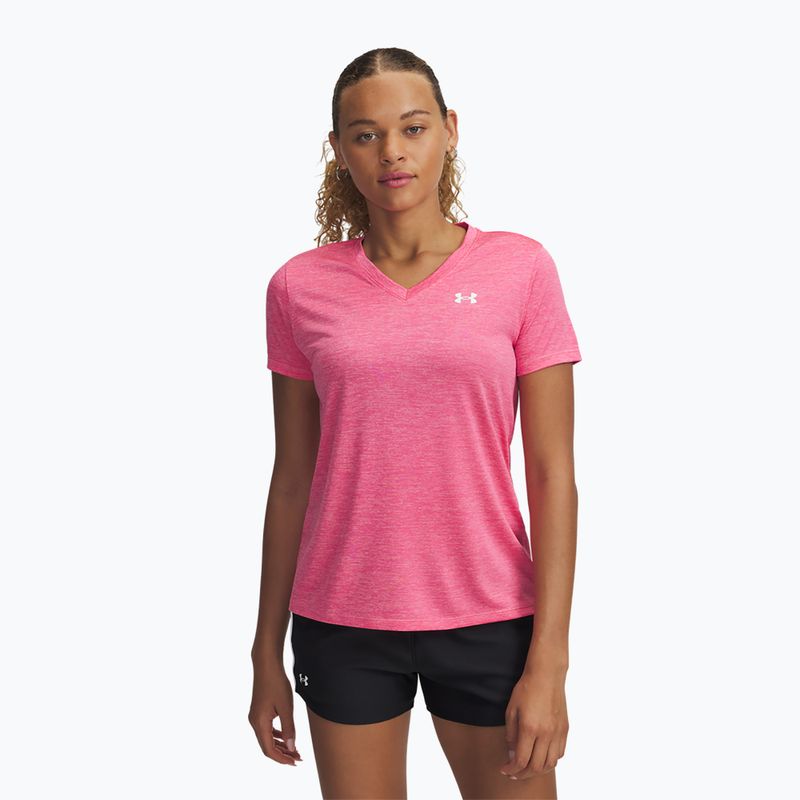 Футболка для тренувань жіноча Under Armour Tech V-Twist super pink/white